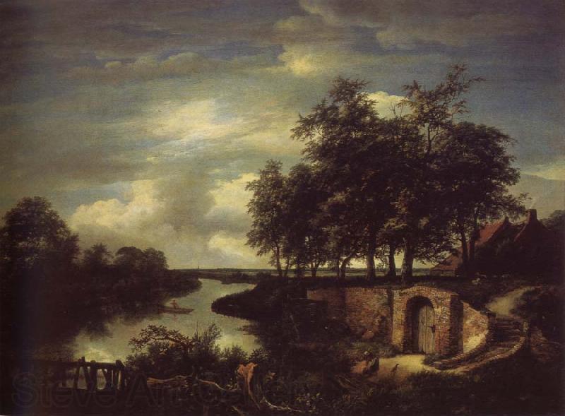 Jacob van Ruisdael River Landscape with the entrance of a Vault Norge oil painting art
